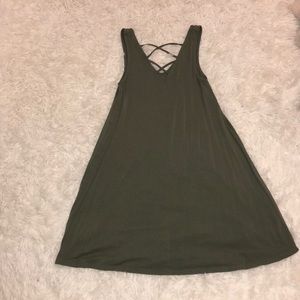 Army green tie up dress